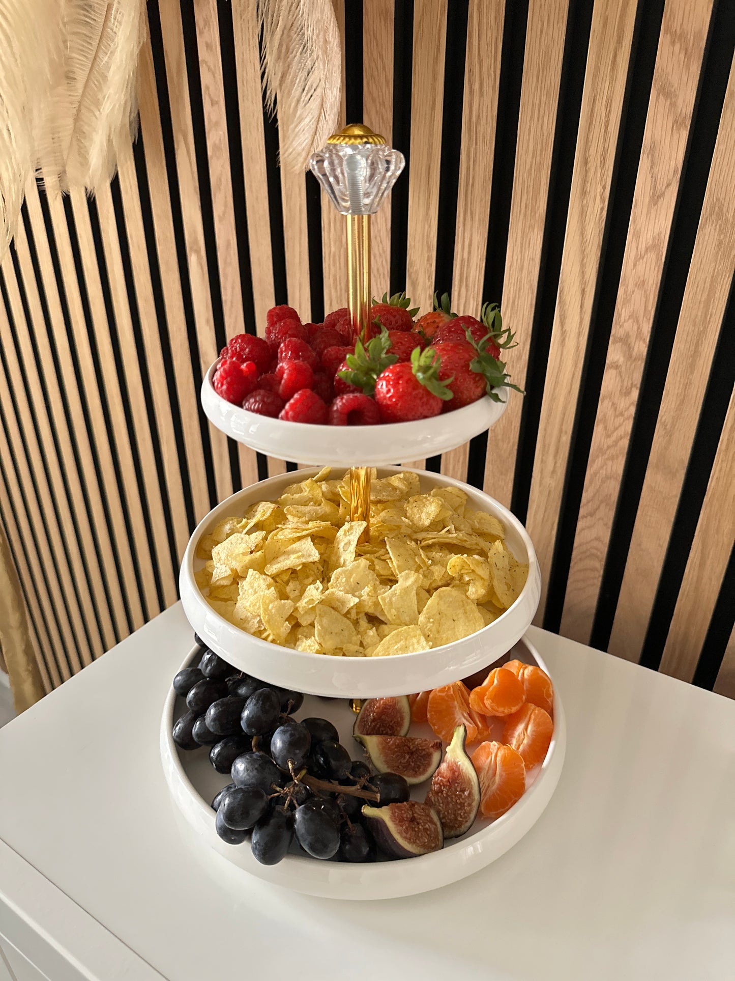 Chubby Porzellan Etagere weiß/Gold 3-Stöckig