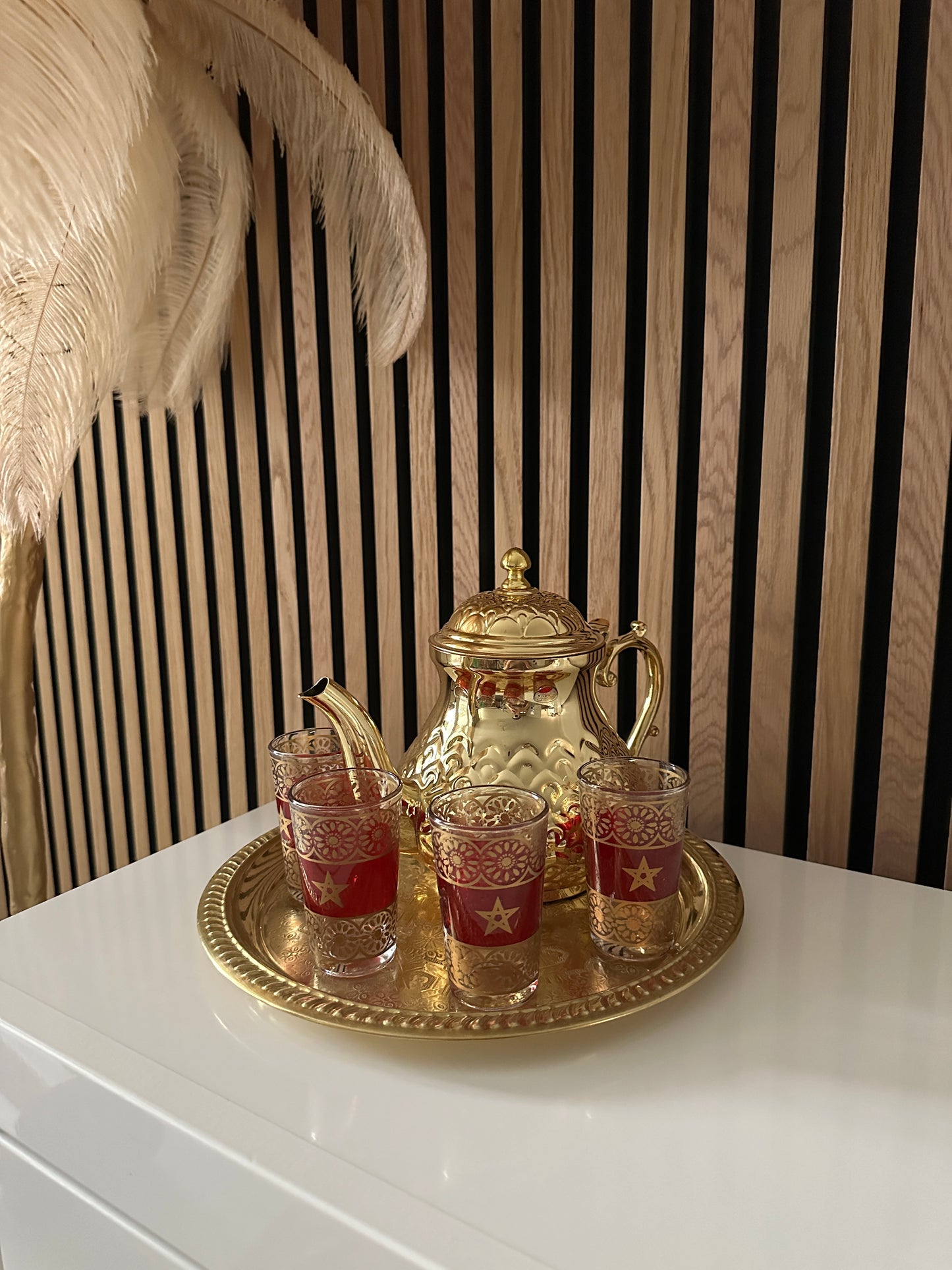 Marokkanische Teekanne in Gold 1,5L (Induktion geeignet)