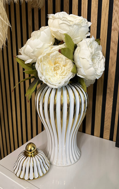 Elegantes Vasen Set in Weiß/Gold