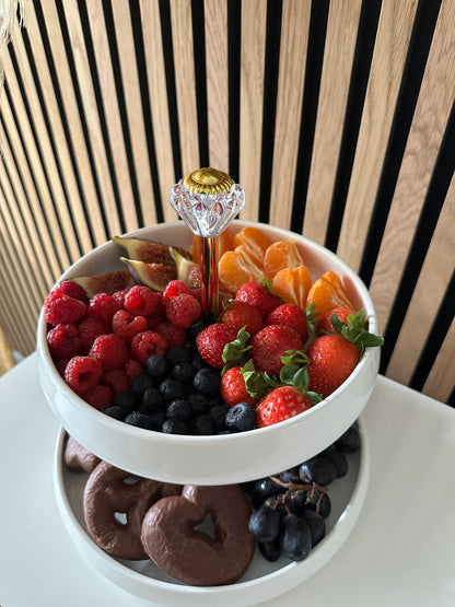 Chubby Porzellan Etagere weiß/Gold 2-Stöckig